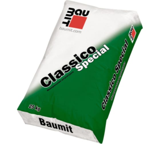 Минеральная штукатурка Baumit Classico Special K2, шуба, серая, 25кг